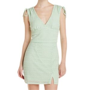 Madden NYC Juniors Crochet Top and Skirt Set, 2-Piece, Light Green, Size X-Small